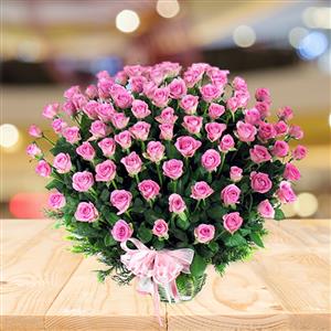 Send 100 Roses Basket to Hyderabad