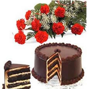  Send 12 Carnations with 1kg Chocolate cake Mumbai 