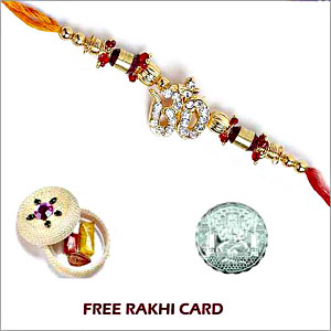 Jewelled OM Rakh with Free Silver Coin  
