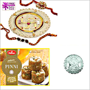  PINNI sweets, Rakhi Thali, Silver Coin 