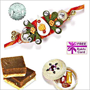 450 Grams Chocolate Burfi with Free Rakhi and Silver Coin 