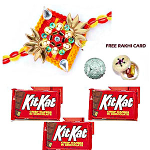  Ethnic Rakhi with KitKat Bar 
