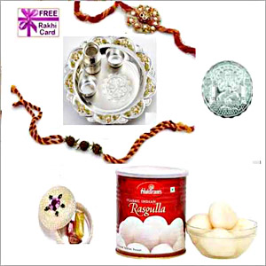  Silver Thali with Haldiram Rasgulla 