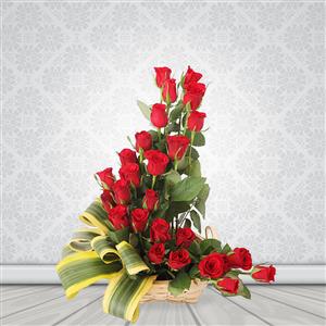 Send 25 Red Rose Basket to Hyderabad