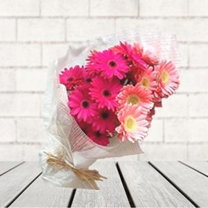 Send 20 pink & peach gerbera bunch to Hyderabad