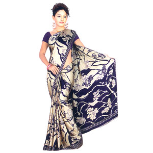  Send Floral Print Brasso Saree  Mumbai 