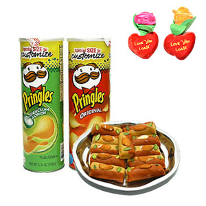 Khatta Mitha Combo Hamper with Rose Hearts