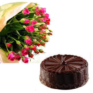  Charming Combo - 40 Red Rose Bunch, 1 Kg Chocolate Cake 