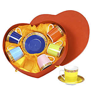  Multi-Coloured Beauty - 12 Pc Tea Set In heart shaped Box 