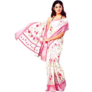  Send Rose Printed Cotton Saree Mumbai 