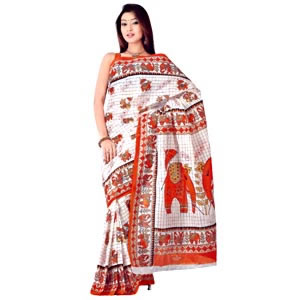  Send Teracotta Printed Saree Mumbai 