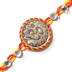 Send Om Silver Rakhi to India Send Om Silver Rakhi to India