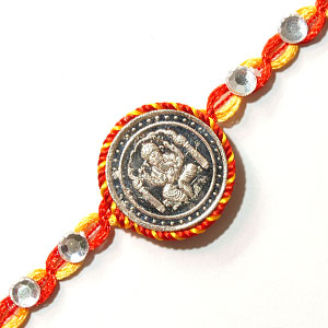 Send Ganesh Silver Rakhi to India Send Ganesh Silver Rakhi to India