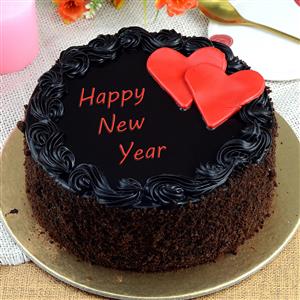 Send New Year Round Chocolate Cake with Hearts - 1 Kg to ...