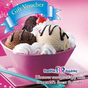 Send Baskin Robbins Gift Vouchers Rs.1000/- to Hyderabad