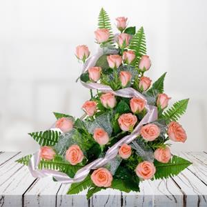 25 Peach Rose Basket (Midnight)