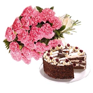 Send Cake with Carnation (Midnight) to Hyderabad