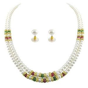 Send CZ Ruby Pearl Necklace to Hyderabad