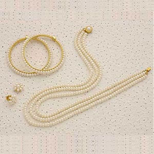 Send 3 Line Button Pearl Set to Hyderabad