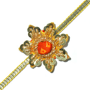 Send Zardosi Flower Rakhi to India