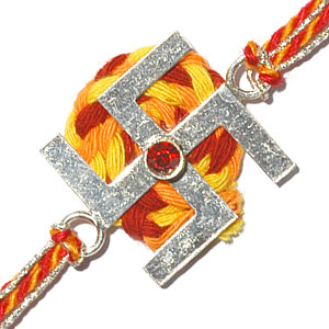 Send Silver Swastik Rakhi to India Send Silver Swastik Rakhi to India