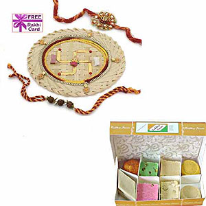  Send Rakhi Thali with 450 grams Assorted Sweets USA 