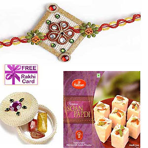  Rakhi with Soan Papadi 500 Grams 