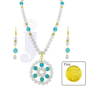  JAGDAMBA CRYSTAL FLOWER PENDENT SET -SJPRC-955 