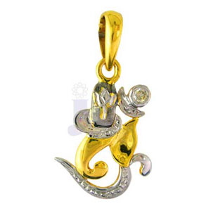 Om Gold Diamond Ganesha Pendant