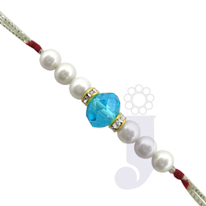 Send Blue Crystal Pearl Rakhi to India