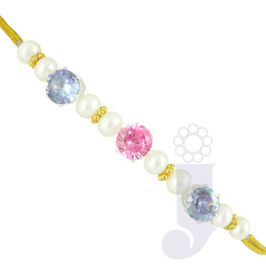 Send Blue and Pink Crystal Pearl Rakhi to India