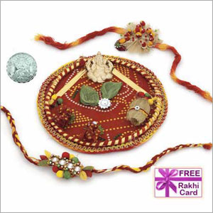 Send Red Decorative Thali(USA) to USA