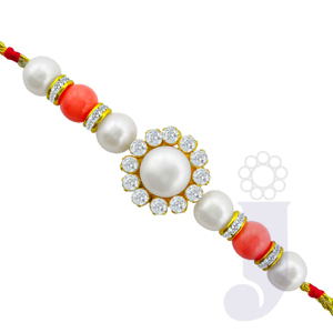 Royal Coral and Pearl Rakhi