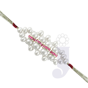 Send Pink Crystal Pearl Rakhi to India