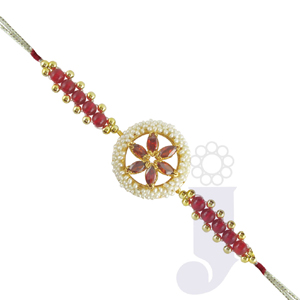 Send Red Beads Pearl Rakhi to India