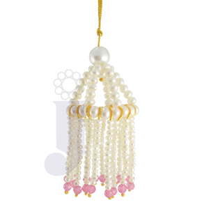 Send Pink Crystal Jhumar Pearl Lumba to India