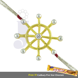 Send Surya Chakra Diamond Pendant cum Rakhi to India Send Surya Chakra Diamond Pendant cum Rakhi to India
