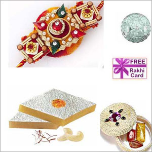 Send Mini Kaju Katli Rakhi Coin Combo to USA