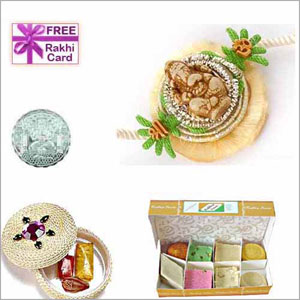 Send Mini Assorted Sweets Rakhi Coin Combo to USA