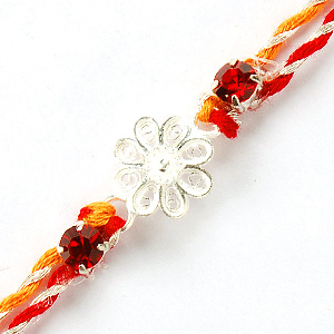 Send Silver Flower Rakhi to India Send Silver Flower Rakhi to India