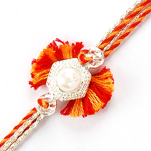 Send Silver Pearl Rakhi to India Send Silver Pearl Rakhi to India