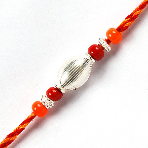 Send Silver beads Rakhi (SR1004) to India Send Silver beads Rakhi (SR1004) to India