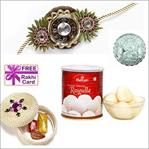 Send Rakhi with Haldiram Rasgulla and Free Silver Coin(USA) to USA
