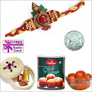 Send Rakhi with Haldiram Gulab Jamun and Free Silver Coin(USA) to USA