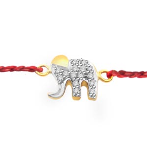 Send Elephant Diamond Rakhi to India Send Elephant Diamond Rakhi to India