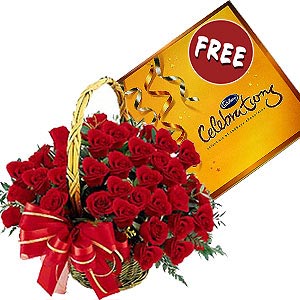 50 Roses Basket (Offer)