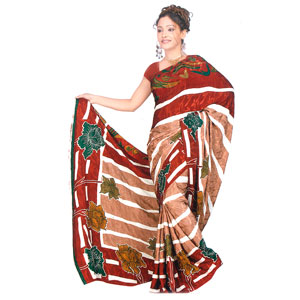  Send Maroon & Light Brown Crape Jacqard Mumbai 