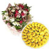 Kesaria Peda with Seasonal Flower - Midnight Delivery