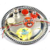 Send Round Thali with 2 Kids Rakhi to India