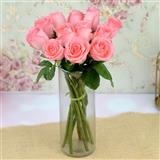 Send 12 Pink Roses in a Glass Vase to Mumbai